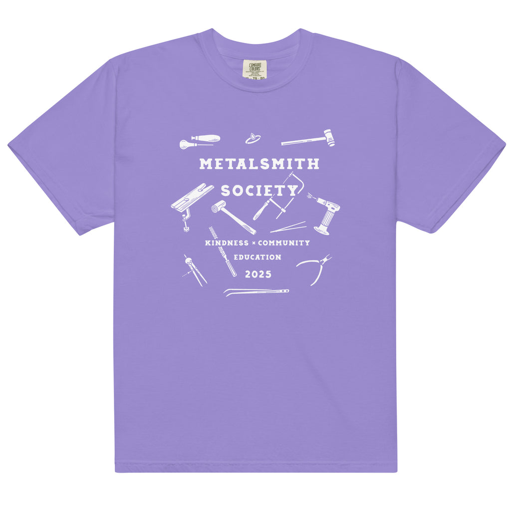 Violet: "2025 Unisex Metalsmith Society Shirt in violet purple, showcasing the exclusive 2025 design for the Metalsmith Society community.