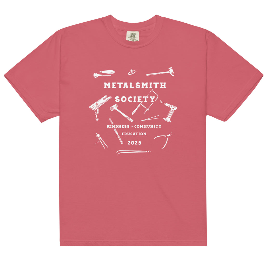 Watermelon: "2025 Unisex Metalsmith Society Shirt in watermelon pink, showcasing the limited edition design by Kinsey H Designs.