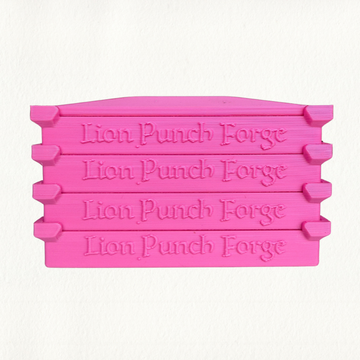 Pink Stacking Trays Lion Punch Forge nesting bench trays in stacked configuration, 3D printed PLA/PETG organizer set for jewelry bench
