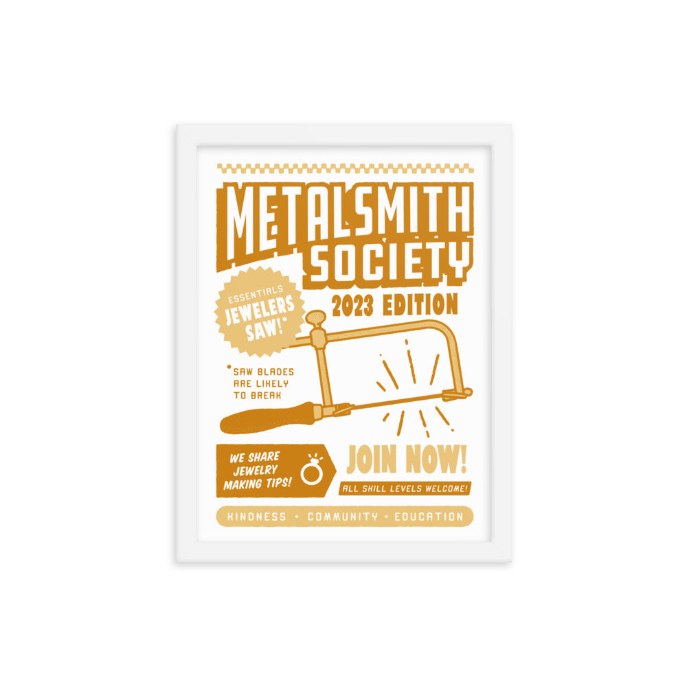 FRAMED 2023 METALSMITH SOCIETY PRINT WITH WHITE FRAME 12" X 16"